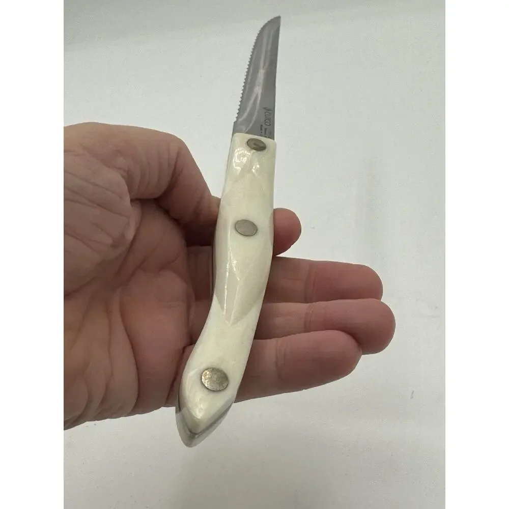 Cutco 1721 Utility Trimming White Pearl Handle Serrated Edge Knife USA